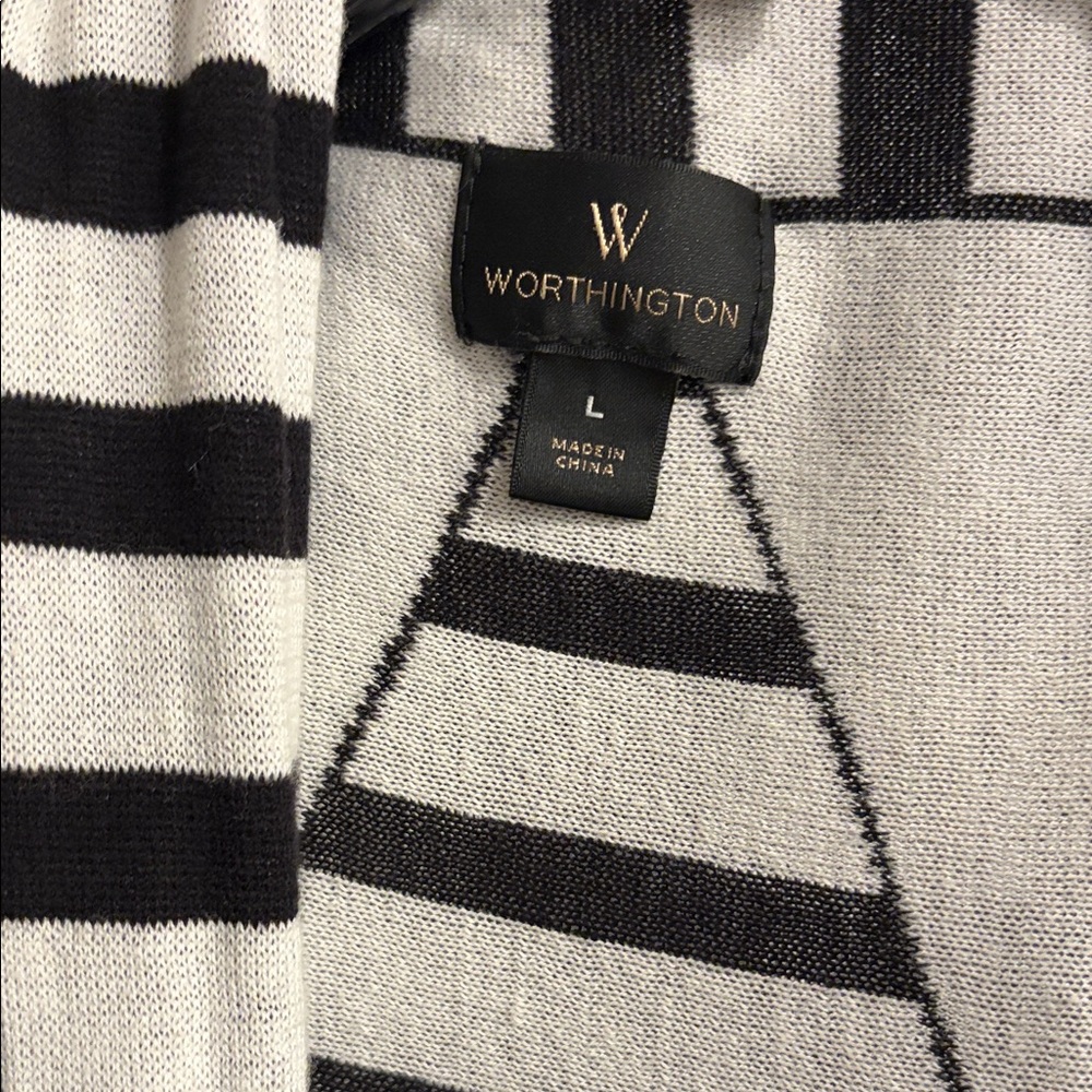 Worthington Black and White Geometric Cardigan - Picture 2 of 3